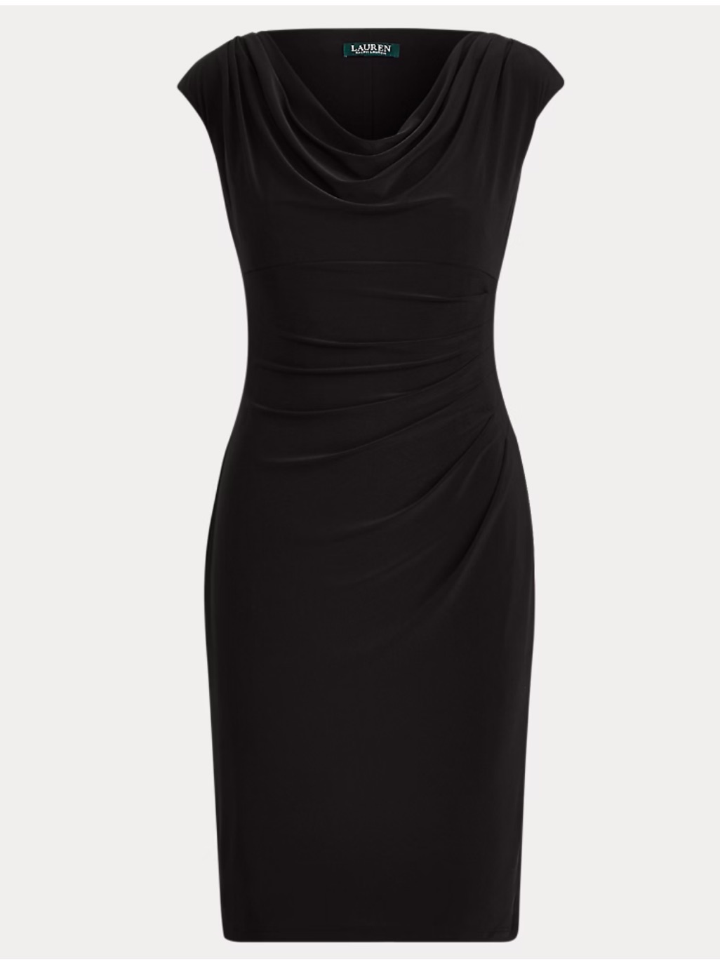 Lauren Ralph Lauren Stretch Cowl-Neck Midi Sheath Dress | Size 8